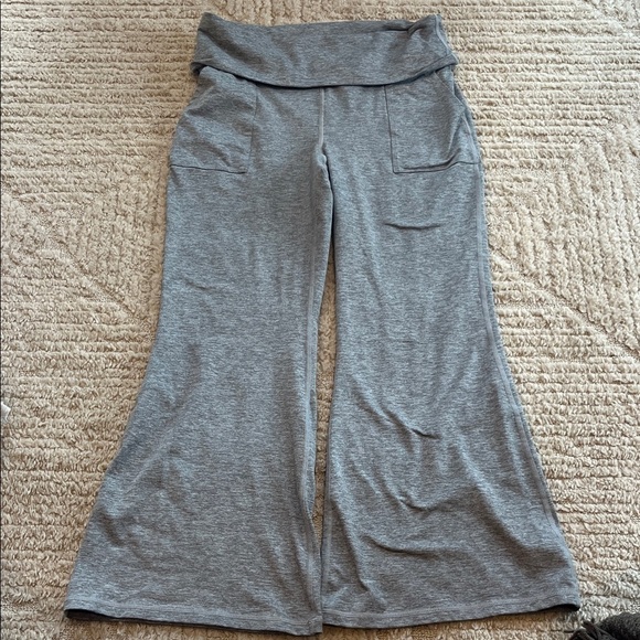 Offline Pants - Grayish- green OFFLINE by Aerie the Hugger Foldover  Flare Hi-Rise Short Inseam